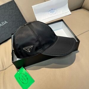 Prada triangular logo black baseball cap